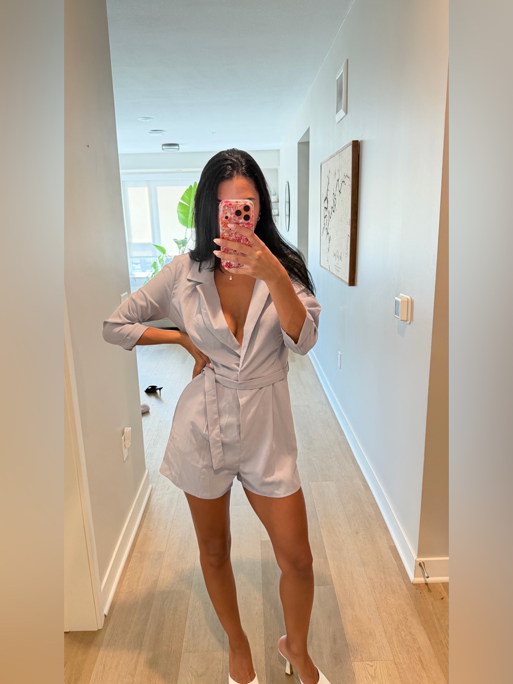 Missguided Light Gray Blazer Romper